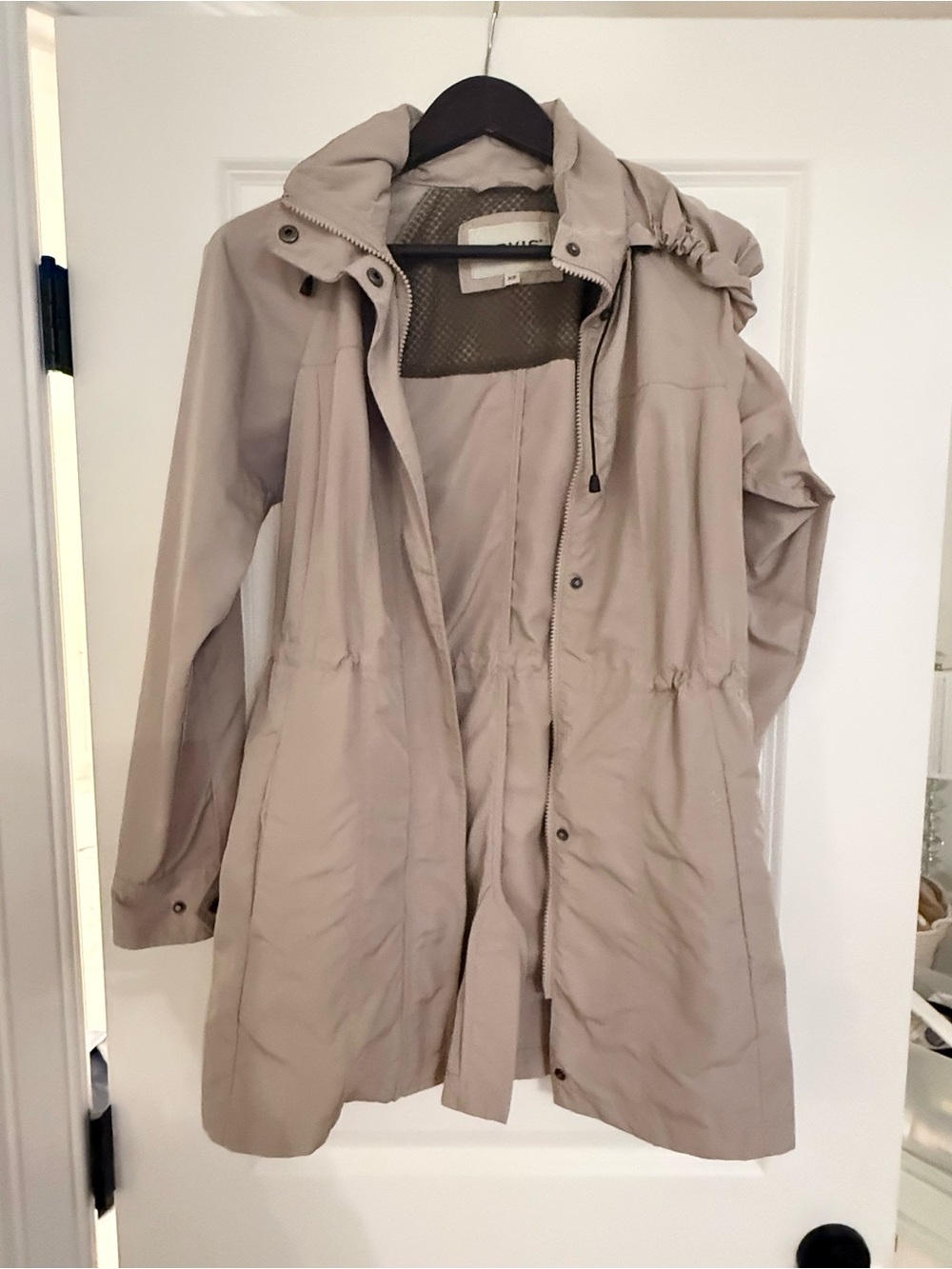 Orvis Light Taupe Hooded Anorak Rain Coat Jacket - Women XS